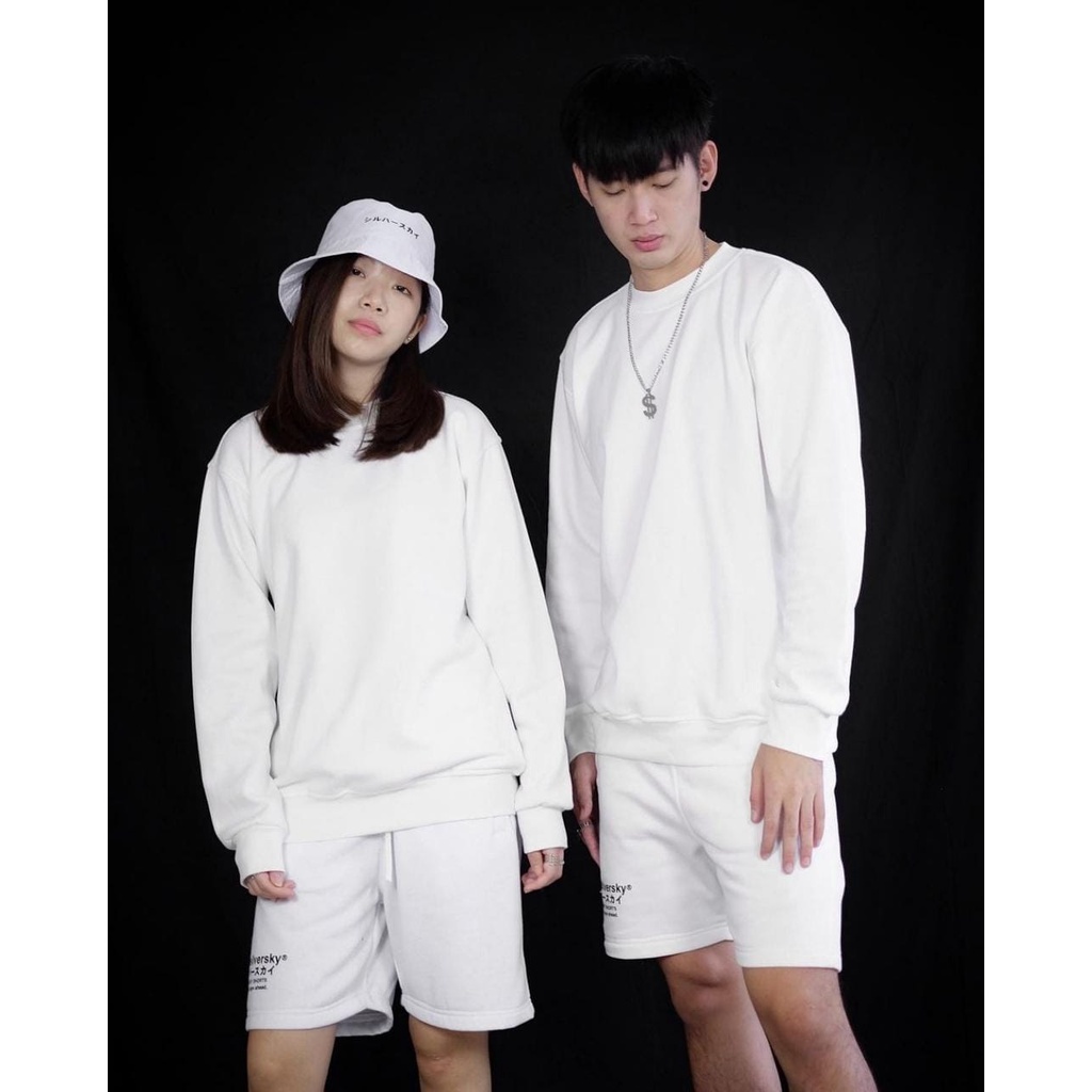 Thesilversky White Crewneck Sweater Set