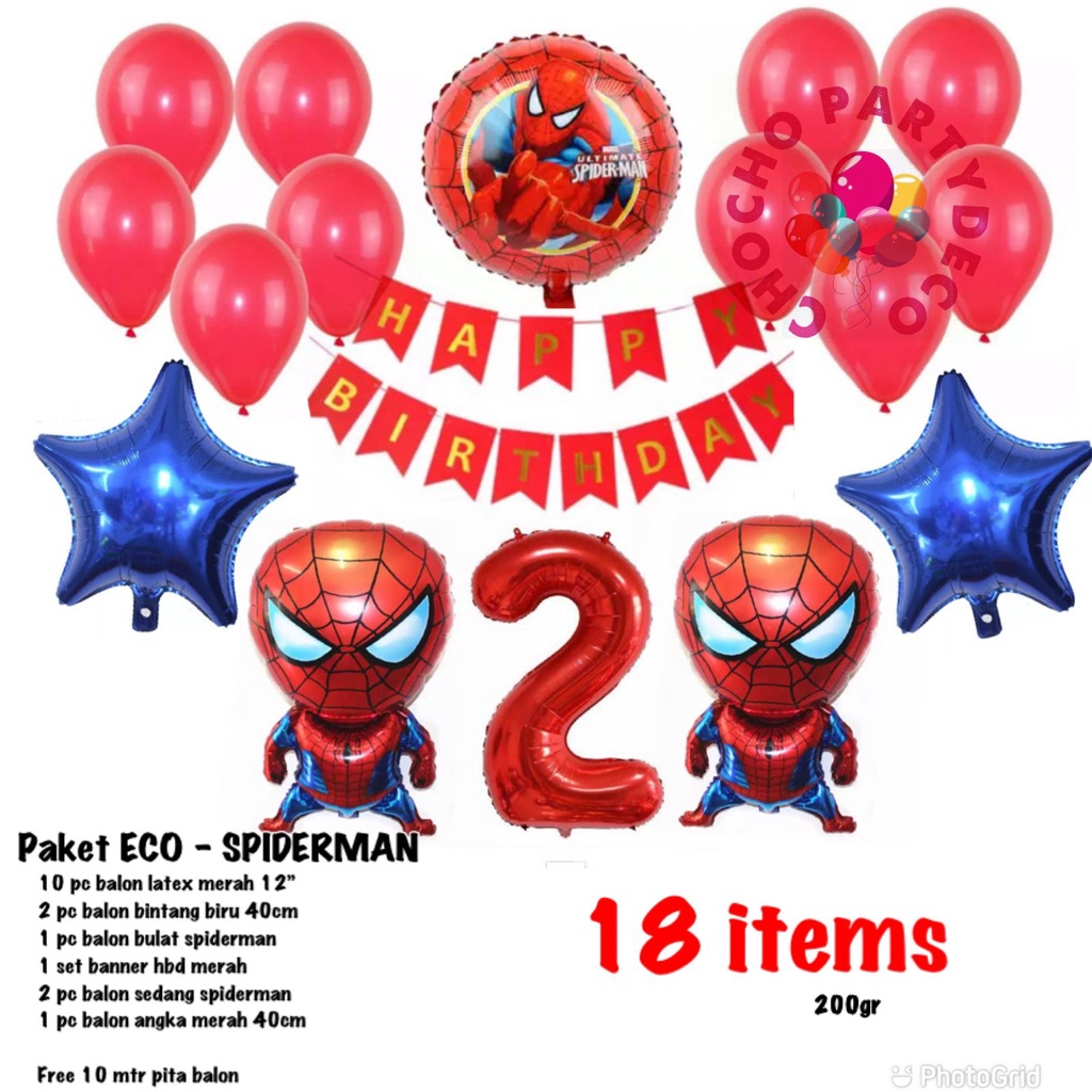 Jual Paket Spiderman Paket ulang tahun ECO Spiderman Dekorasi ulang