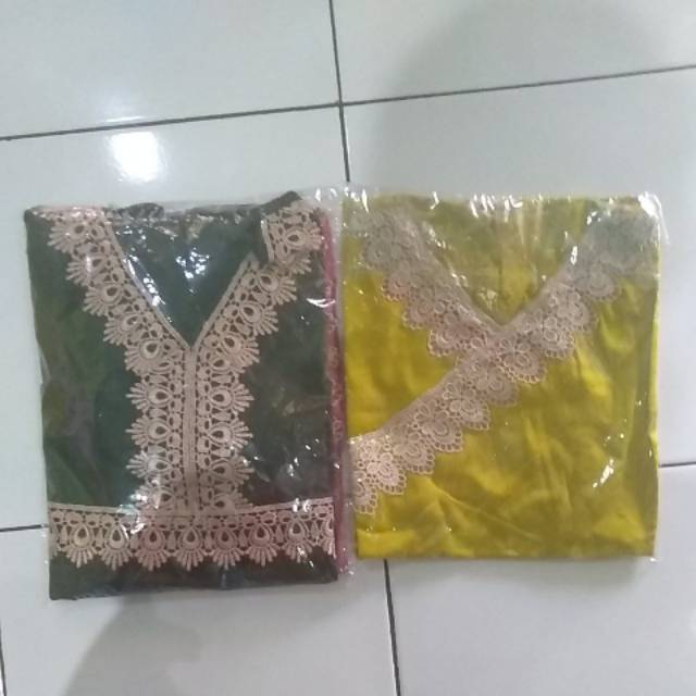 Gamis anak pesanan 3pcs pink fanta mustrad hijau tua