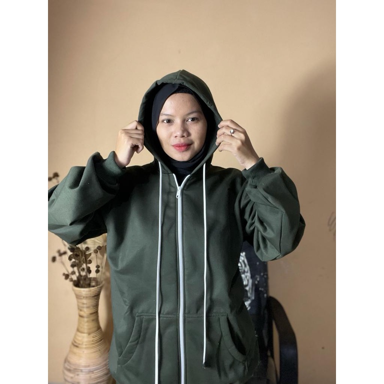 Hoodie Zipper Polos M-L-XL | Korean Style Jumper | Pakaian Wanita Dan Pria | Bahan Fleece | Allsize