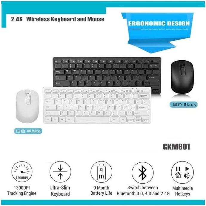 GKM901 MINI KEYBOARD WIRELESS + MOUSE WIRELESS TERMURAH COMBO SET - Hi Termurah