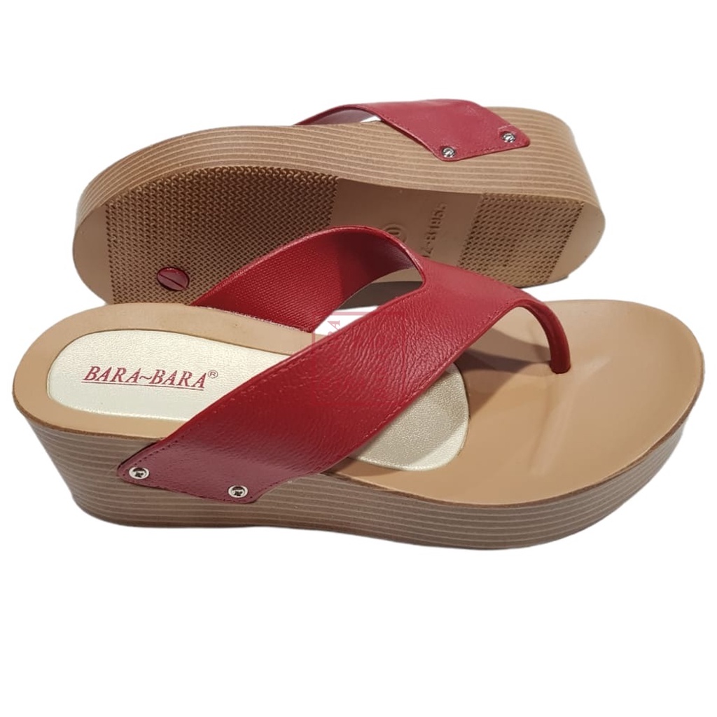 Bara~Bara Sandal Jepit Wedges Jelly Karet Wanita MJZB1955JPL (AW4)-MERAH