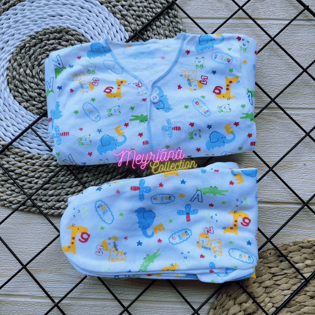 6 PCS Baju Celana Bayi Baru Lahir Setelan 3 Baju Bayi Panjang 3 Celana Panjang Tutup Bayi Newborn 0 - 3 Bulan Meyriana Collection