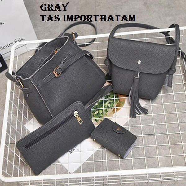 SH1242 TAS IMPORT BATAM 1set [4in1] / [1 kilo muat 2 set] TAS ORI BATAM / WANITA / MINISO