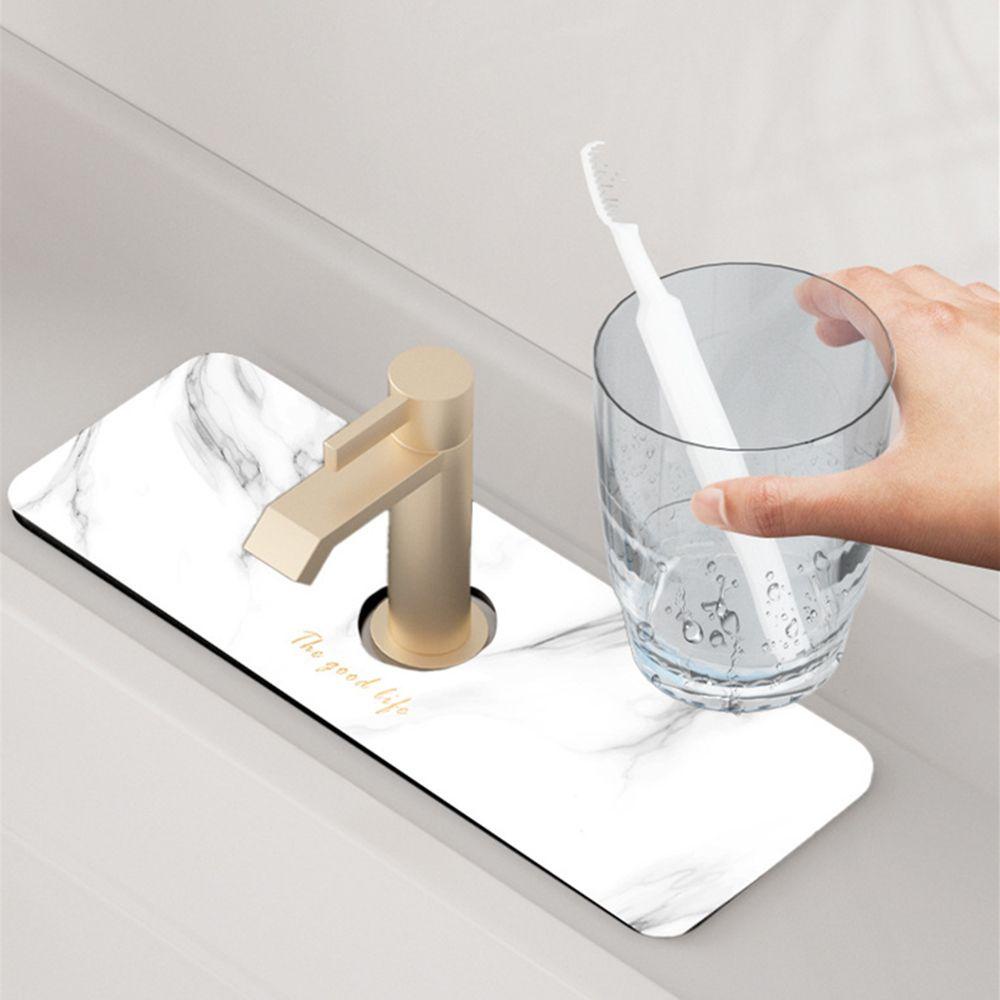 Lily Faucet Absorbent Mat Drip Catcher Bisa Dicuci Tahan Air Wastafel Cegah Keran Wraparound Alas Pengering Piring Diatom Lumpur