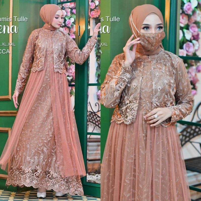 GAMIS TULLE MODERN FATEENA - GAMIS BROKAT - GAMIS MODERN - GAMIS TULLE - KEBAYA GAMIS BUSUI - KEBAYA