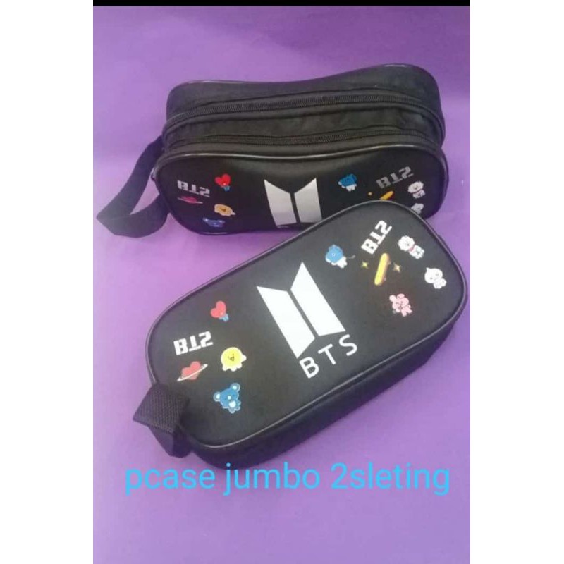 

tempat pensil/beauty case jumbo BTS dua resleting
