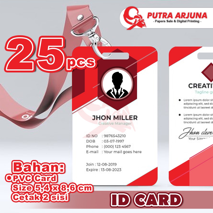 

CETAK ID CARD, KARTU MEMBER, PVC, 25pcs