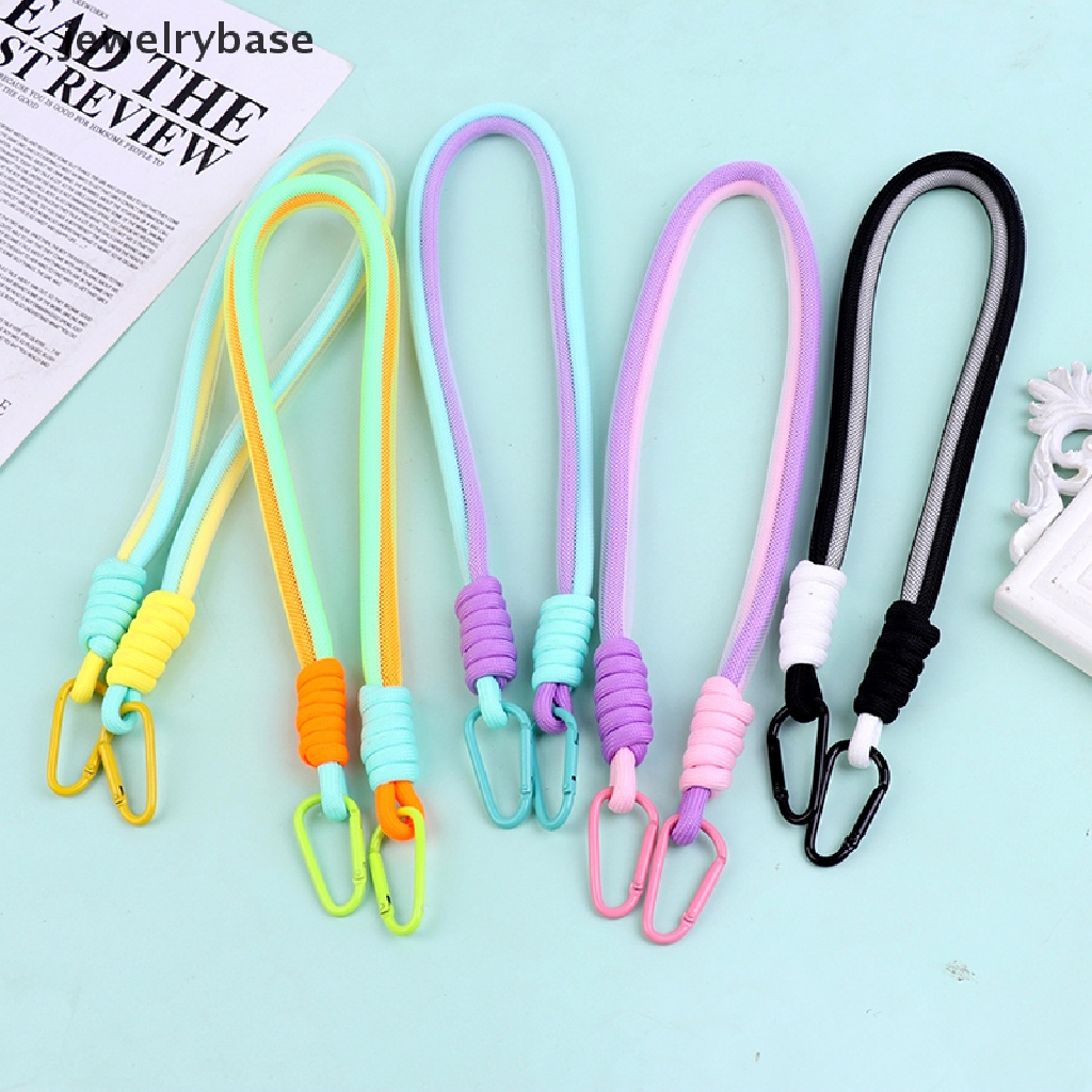 Tali Lanyard Model Kepang Dua Warna Fluorescent Untuk Gantungan Kunci / Tas