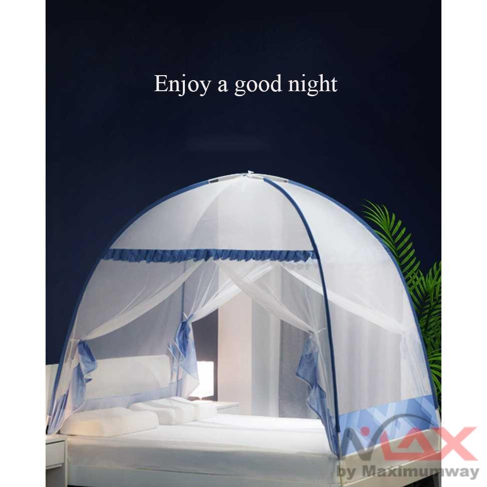 Faroot Jaring Anti Nyamuk Kelambu Kasur Tempat Tidur 120x200cm Rangka sudah termasuk, bisa dilipat kecil Mosquito Net Twin / Queen / King Foldable Simple Bedroom Bed Zipper Mosquito Net Double Door Opening Bedroom Home Textile Decor