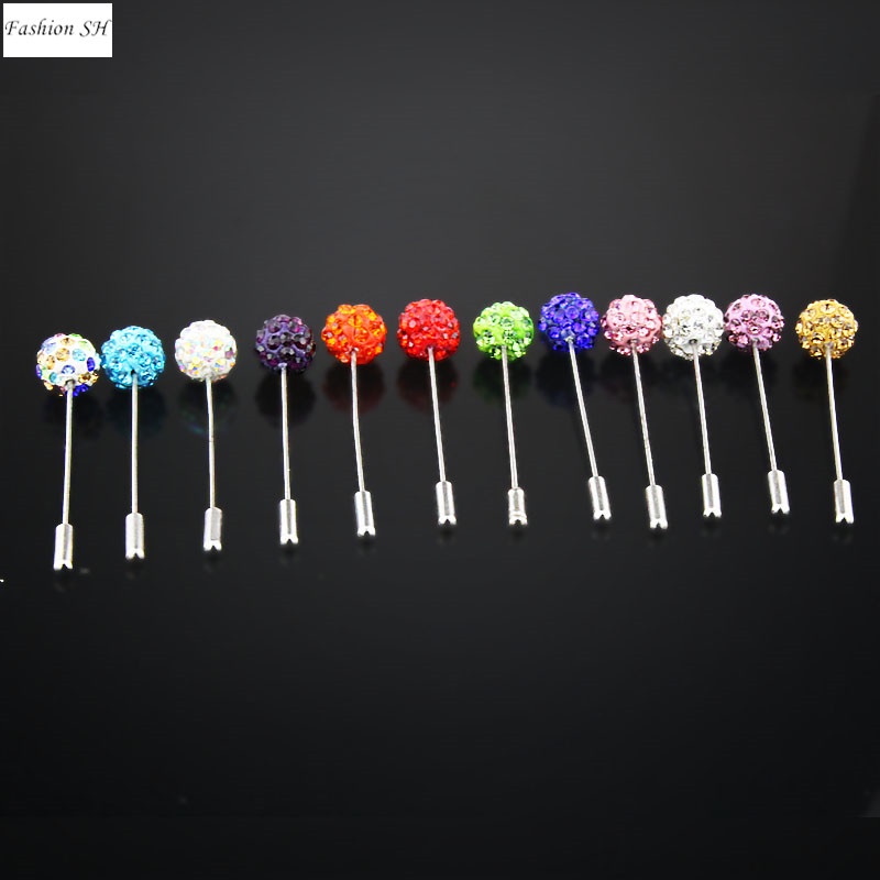 12pcs Bros Bentuk Bulat Aksen Kristal Warna Campur Untuk Syal