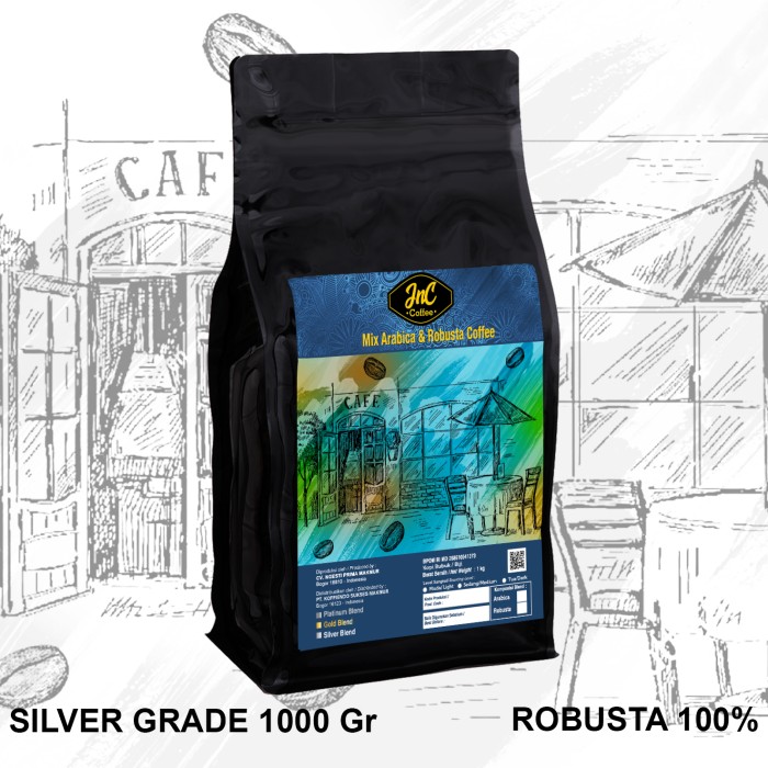 

JnC House Blend Silver Grade 100% Biji Kopi Robusta 1KG - Kopi Sangrai