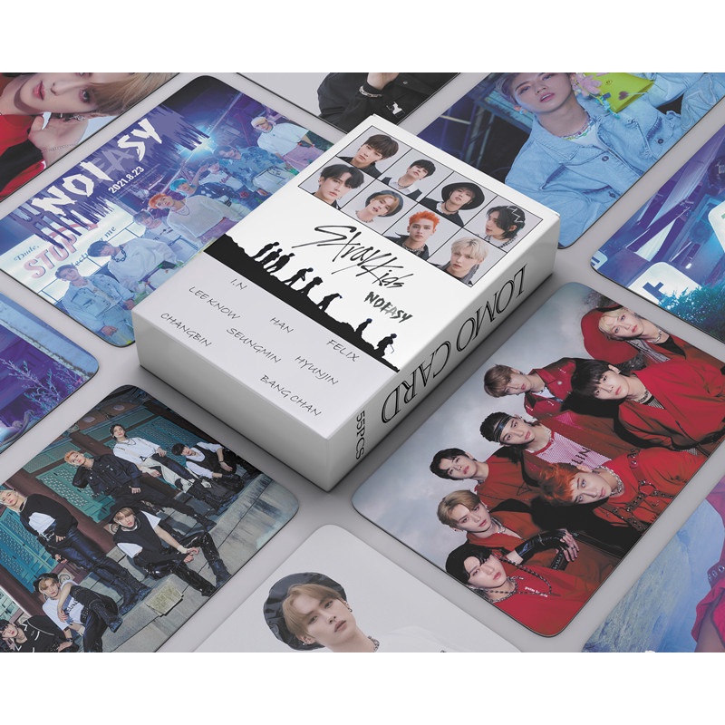 55pcs/box Stray Kids photocards 2021 NOEASY Album LOMO card Postcard ((In STOCK) Kpop fan)