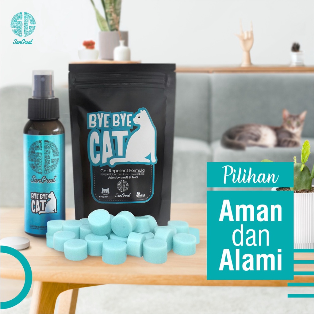 Kapur barus kamper anti kucing Alat pengusir kucing cat repellent alat penangkal kucing kampung liar bandel pup berak pipis sembarangan SanGrat Bye Bye Cat gel 70 gr aman natural