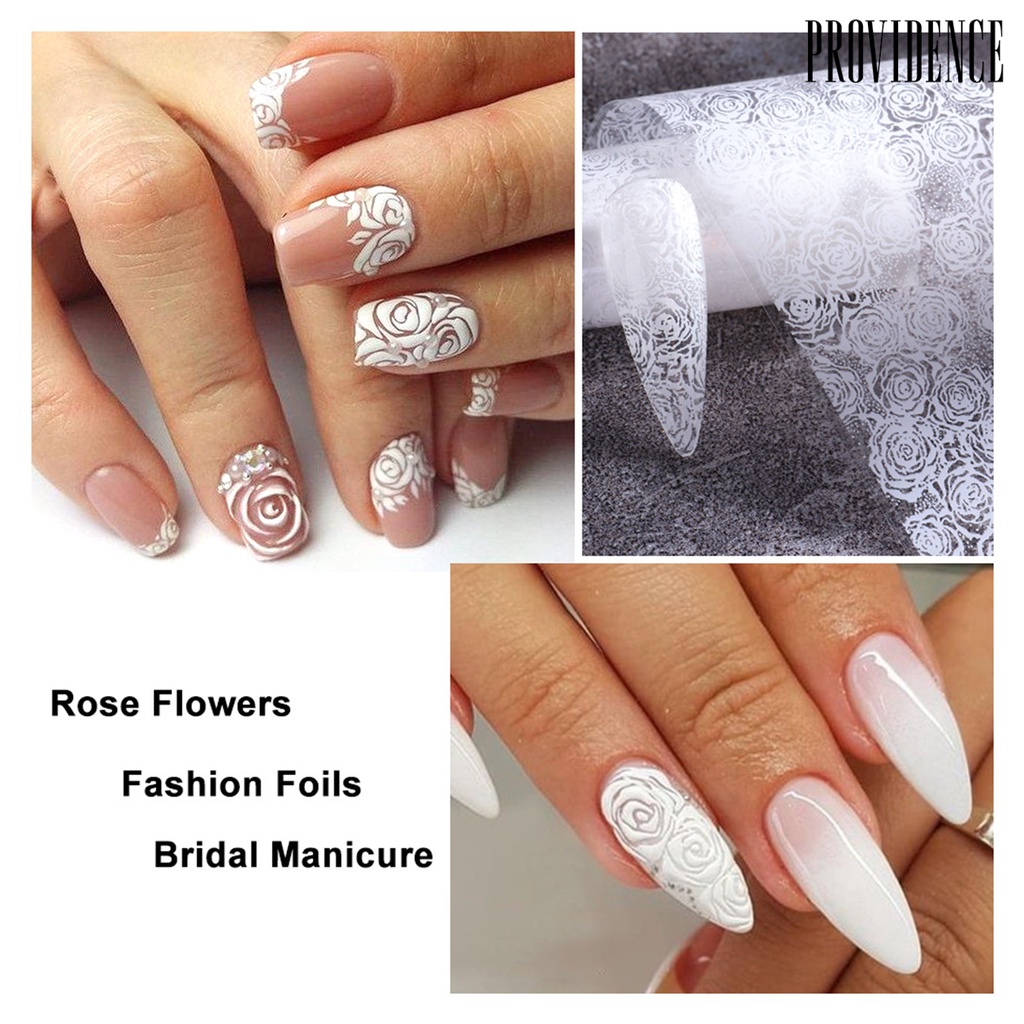 Providence 10pcs / Set Stiker Kuku Motif Print Bunga Tahan Lama Untuk Nail Art / Manicure