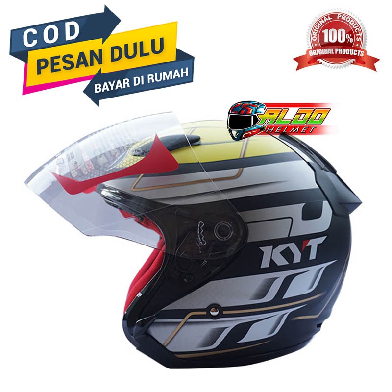 HELM | KYT | DJ MARU | KYT DJMARU | HELM KYT DJ MARU MOTIF SERI #13 BLACK MATT YELLOW GOLD | ORIGINA