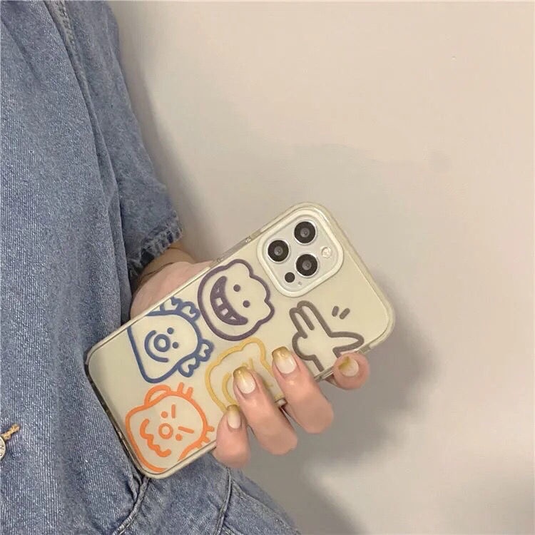 Case Pelindung Transparan Motif Print Graffiti Badut Untuk IPhone 12 13 11 Pro Max X Xs Max Xr 7 8 Plus Qgtf