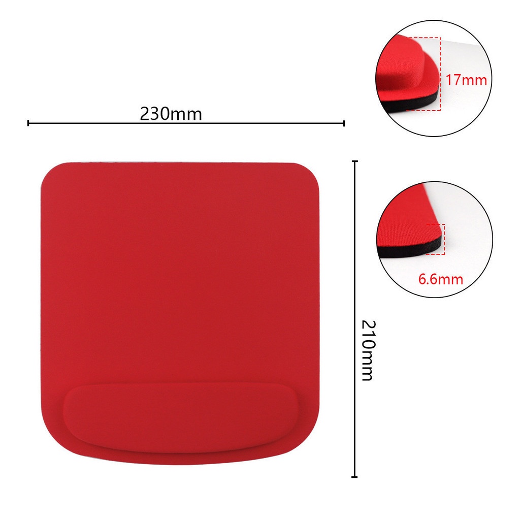 Mouse Pad Bentuk Persegi Ergonomis Anti slip Warna Polos Dengan Bantalan Pergelangan Tangan