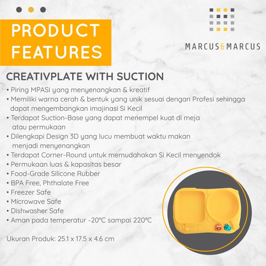 Marcus &amp; Marcus | Creativplate With Suction - Yellow