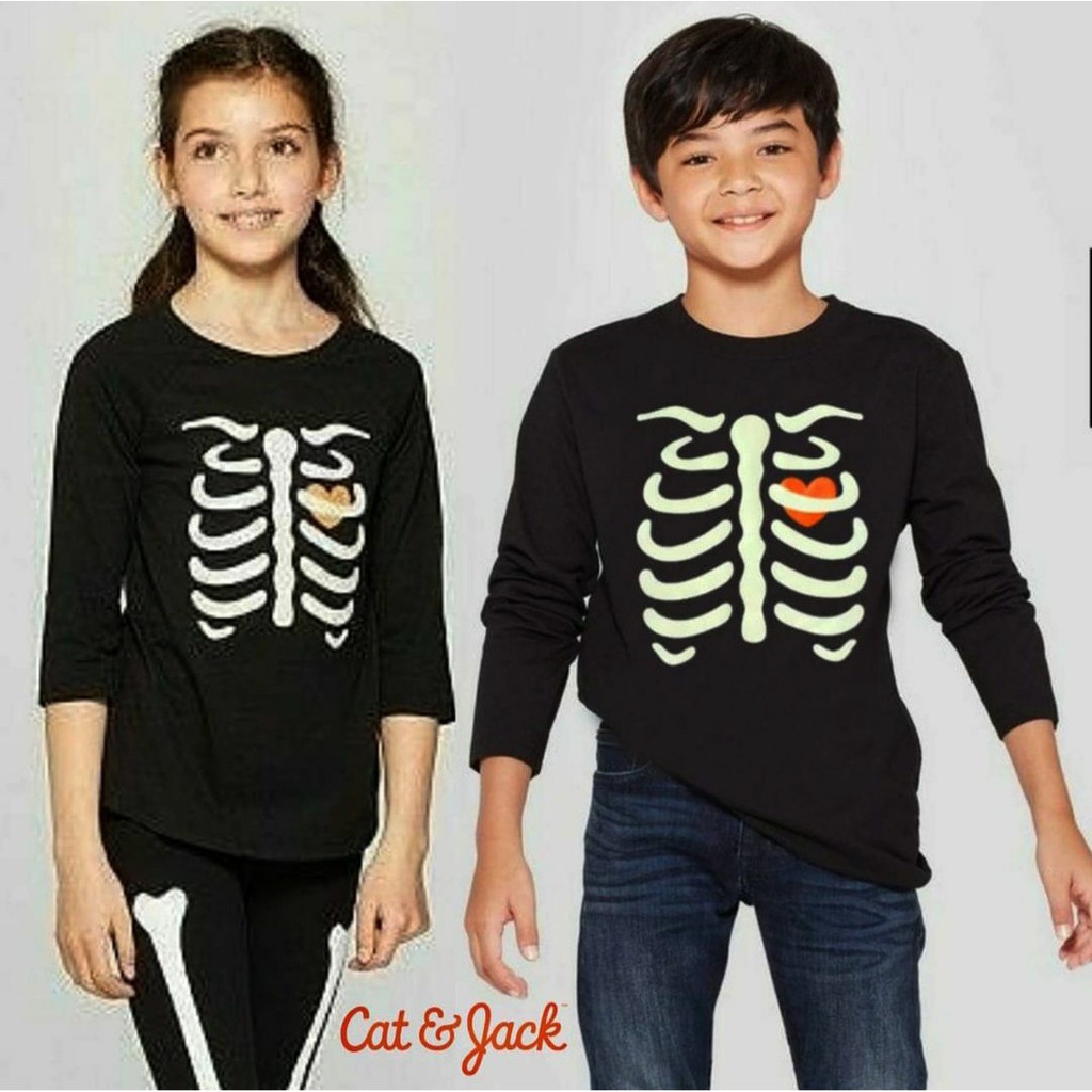 Kaos Cat&Jack/Kaos Menyala Dalam Gelap/Glow In The Dark/Baju Halloween (4-16y)