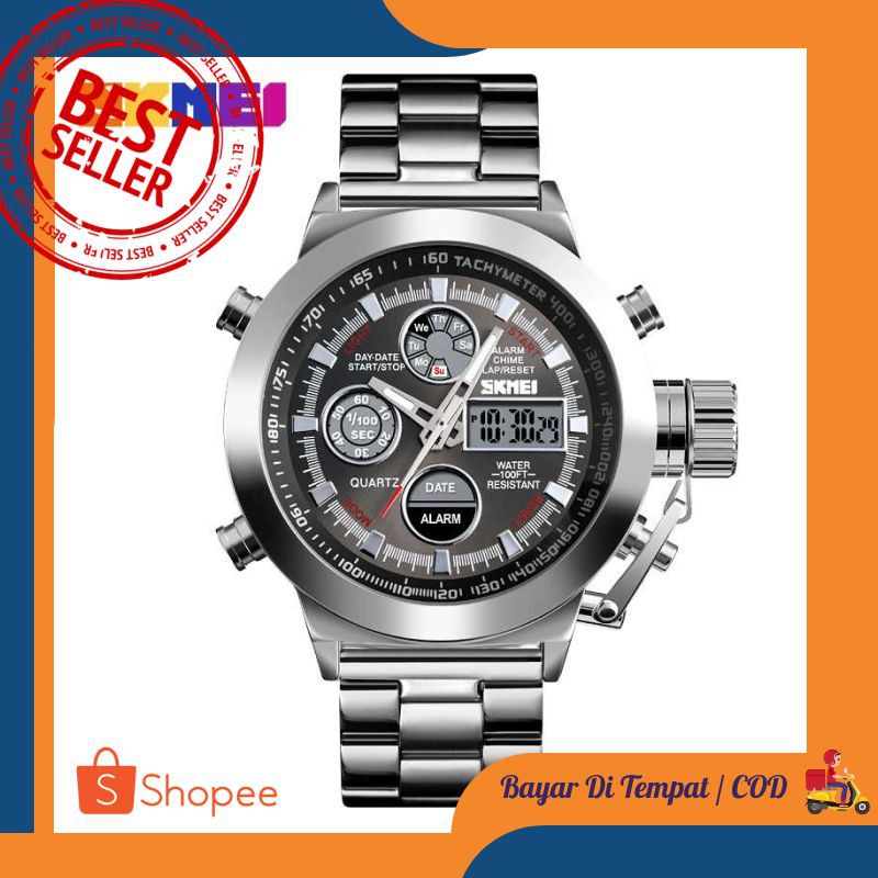 SKMEI Jam Tangan Analog Chrono Pria Stainless Steel Strap - 1515