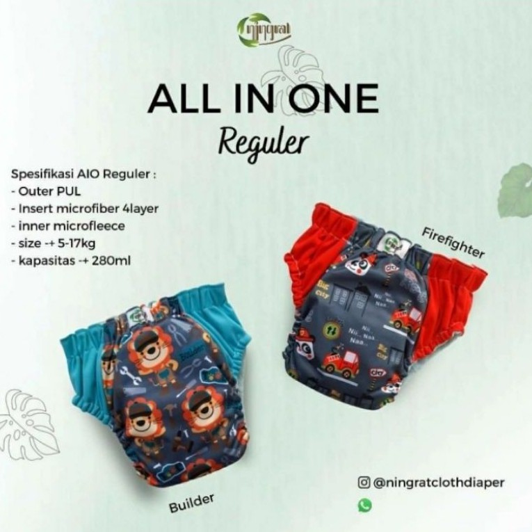 NINGRAT Clodi AIO Pull UP Pants Size Reguler atau Jumbo Celana Popok Kain Pampers Cuci Ulang Cloth Diaper Training Pants