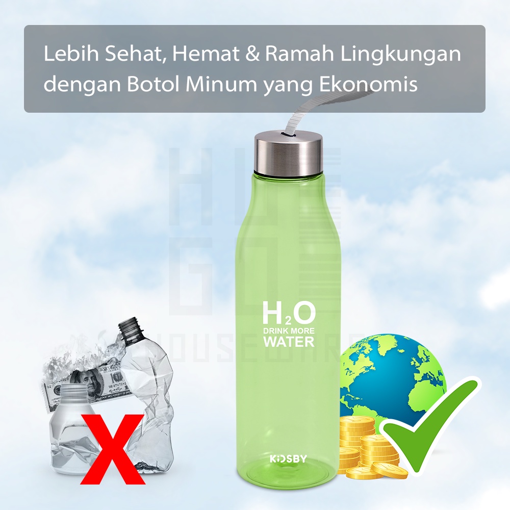 Botol Minum Sporty Tutup Stainless Anti Tumpah 600 ml