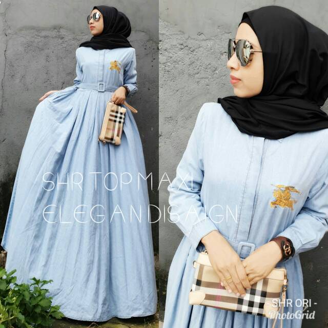 Gamis jeans wash ori SHR