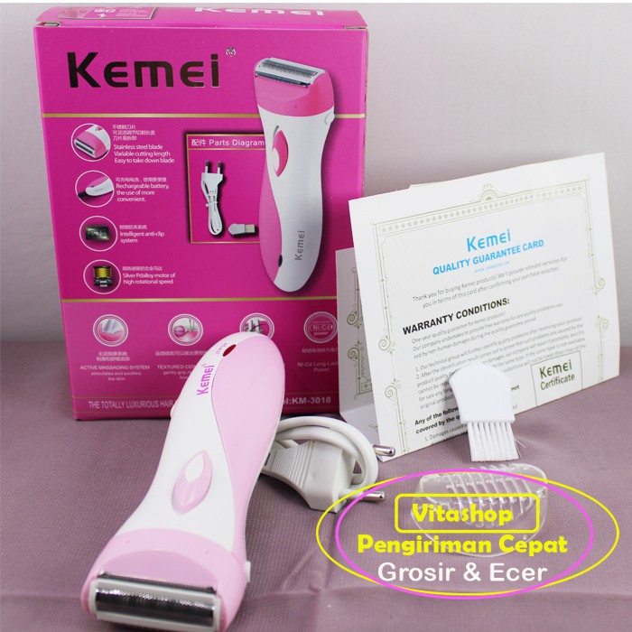 Kemei Lady shaver KM 3018 Alat Cukur Bulu Sensitif Wanita Hair Remover