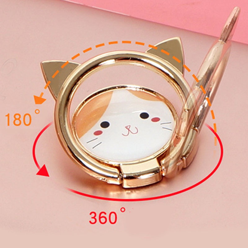 360 Derajat Universal° Ring Holder Hp Bentuk Kucing Bahan Metal