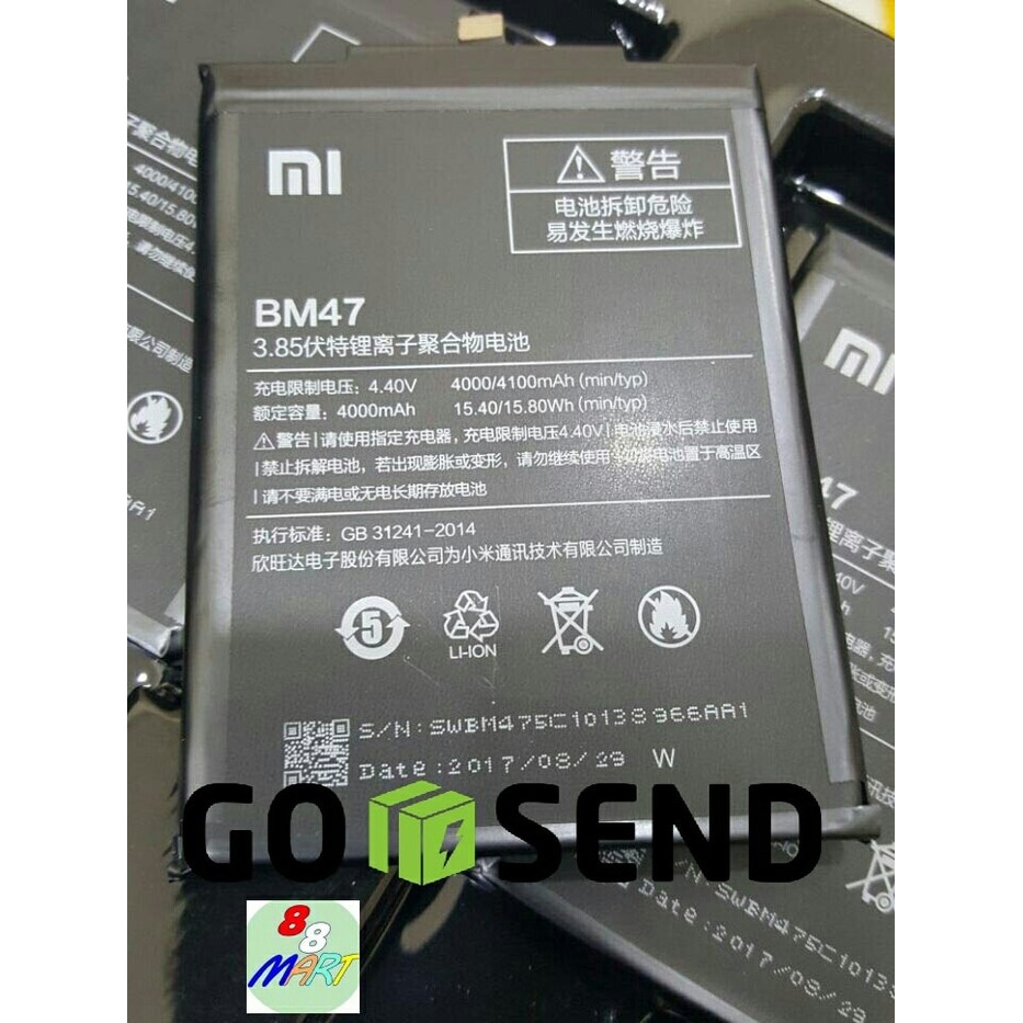 Baterai Battery Xiaomi Redmi 3s Redmi 4x BM47 Xiaomi BM-47 Original
