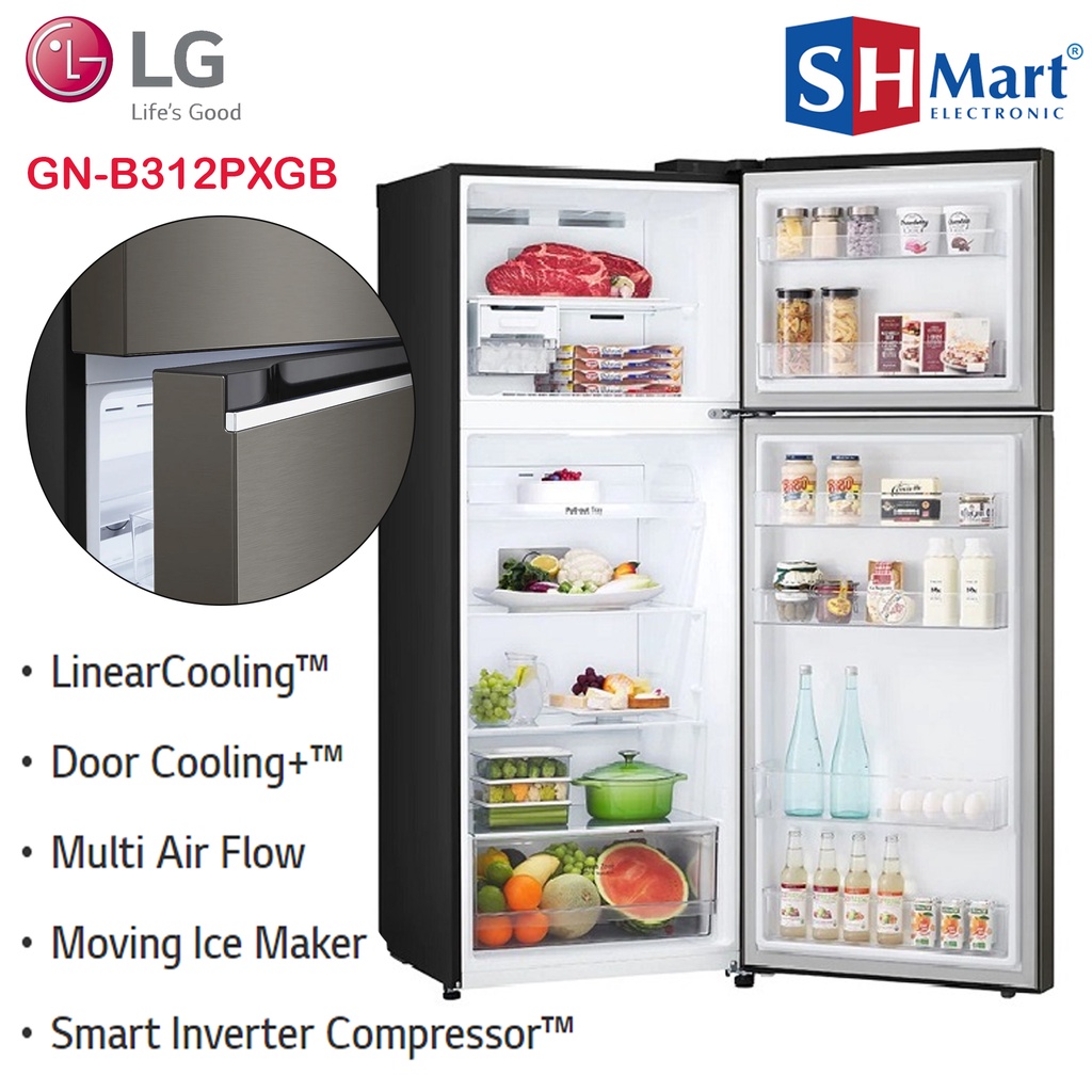 KULKAS LG 2 PINTU GN-B312PXGB KAPASITAS 340 LITER SMART INVERTER GARANSI RESMI (MEDAN)