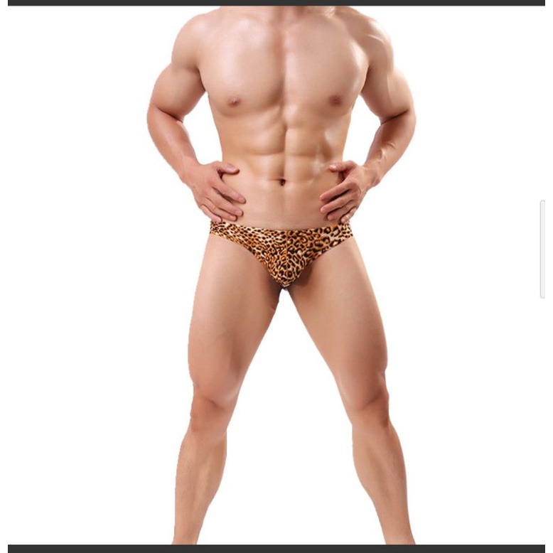 T02 G string Pria motif leopard Army tentara macan tutul celana dalam thong panty laki laki