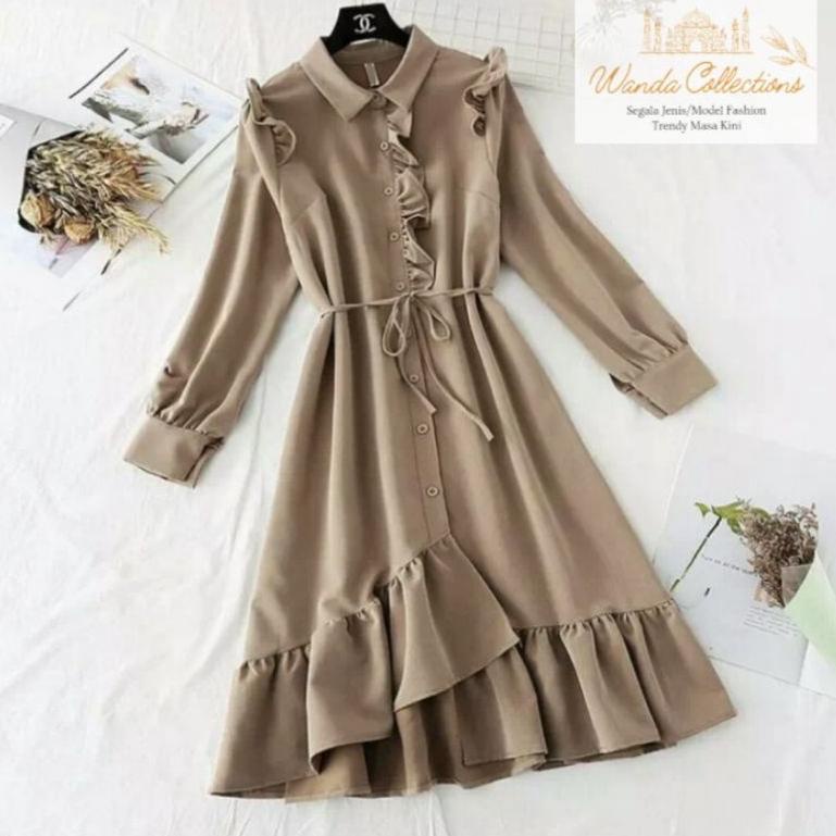 ★ Tunik Wanita Terbaru Style Korea Ruffle Kancing / Wanda Collections ㅄ