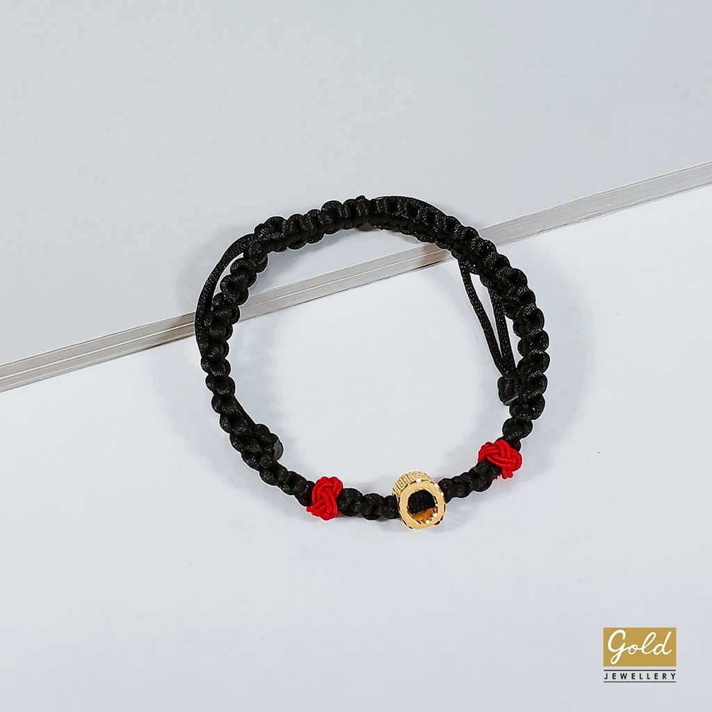 Gelang tali emas kuning kadar 700 70% inisial O bsr tali gpg hitam