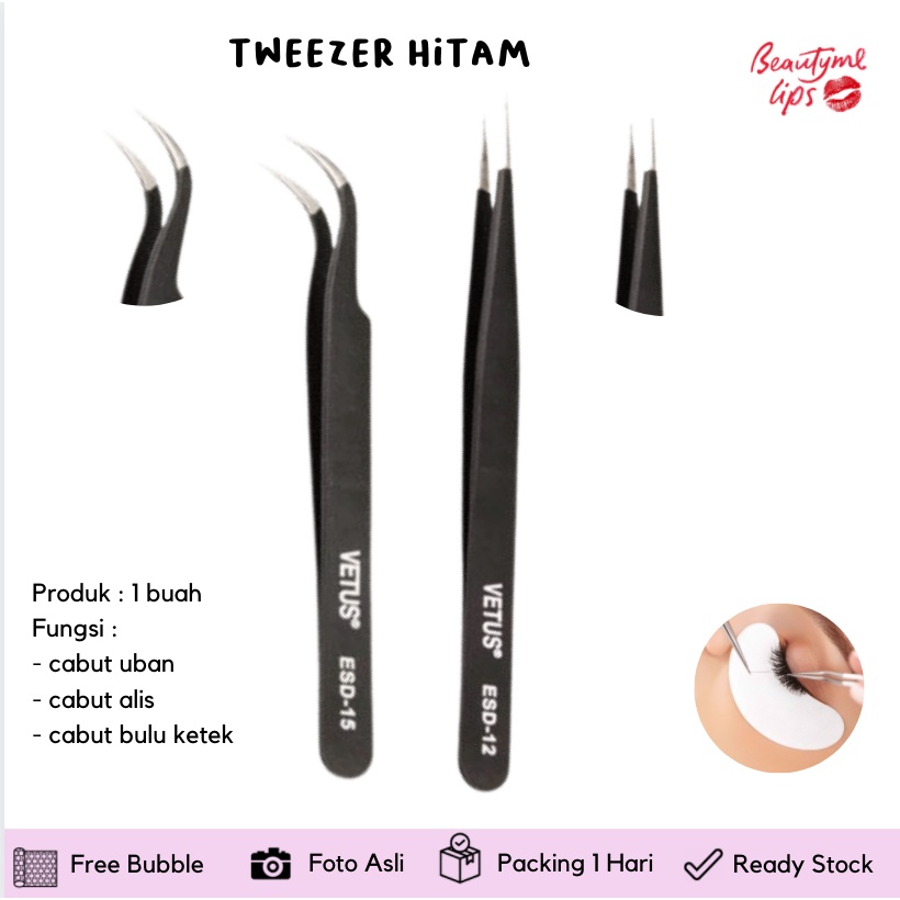 Tweezer vetus / Pinset HITAM For Eyelash Extention &amp; pinset pingset