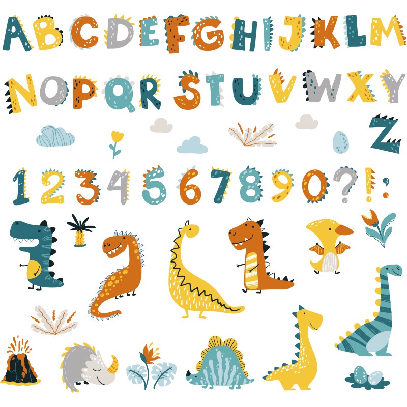 Stiker Wallpaper Digital Desain Kartun Dinosaurus Untuk Dekorasi Kamar Anak