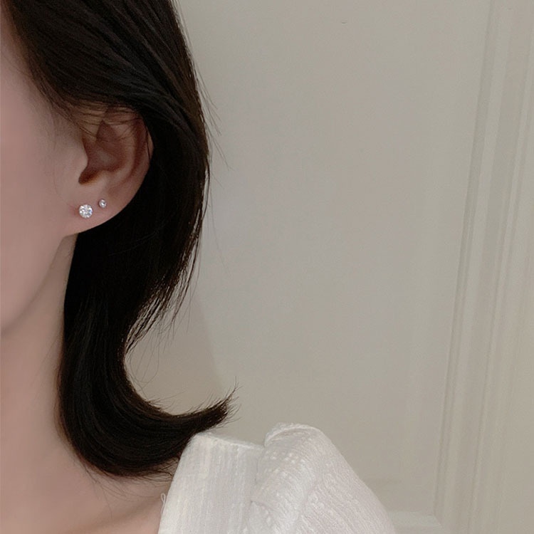 Anting Tusuk Sterling Silver 925 Dengan Batu Zircon Klasik Untuk Wanita