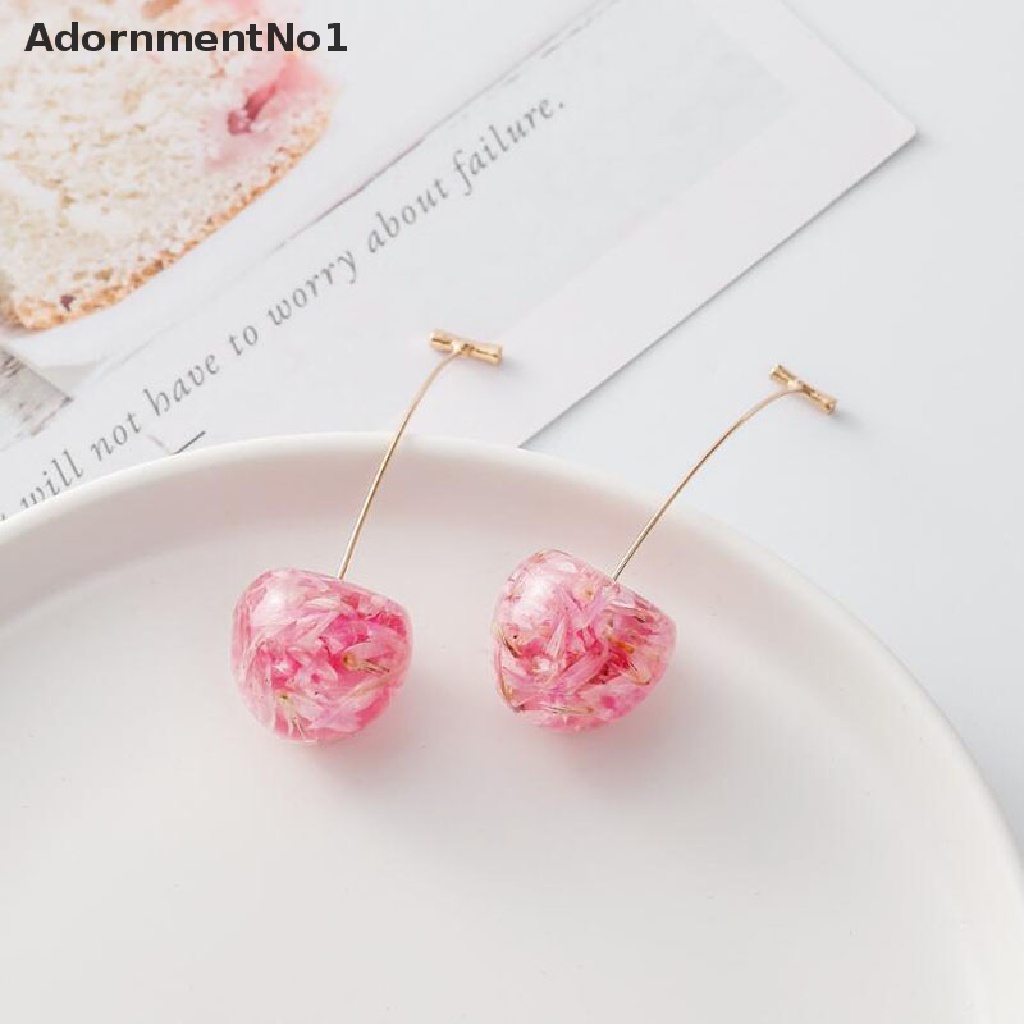 (AdornmentNo1) Anting Tusuk Gantung Bahan Resin Desain Bunga / Buah Ceri Kering Untuk Wanita