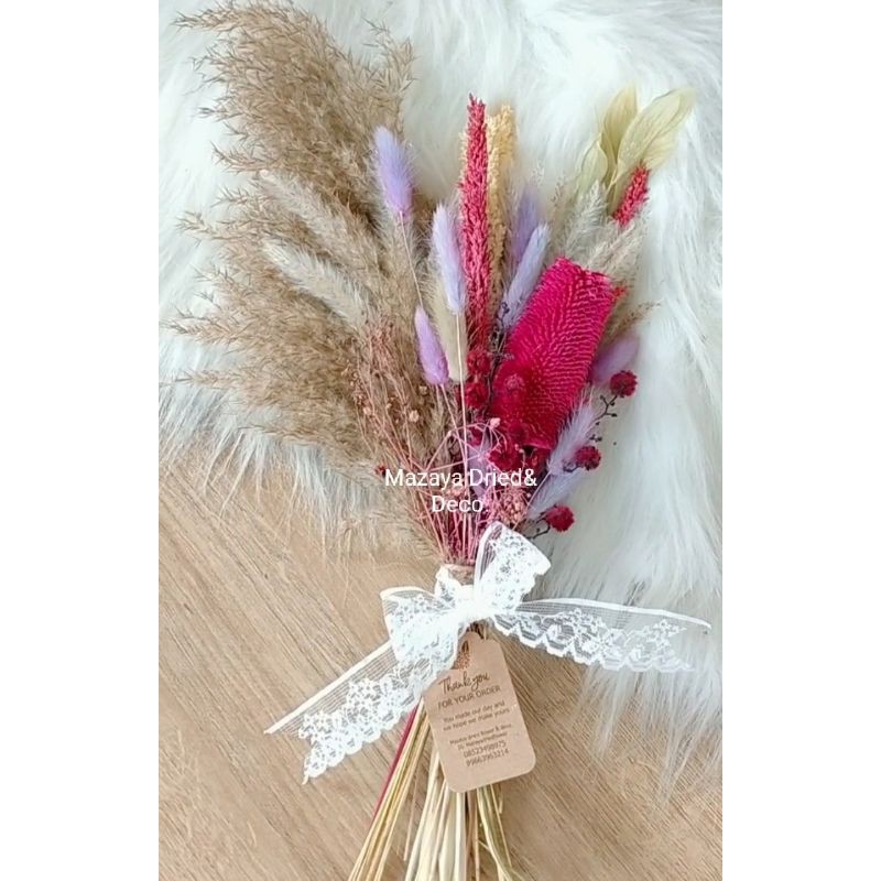 Buket Wedding kode MYZ Teasel/dried flowerbuket /buket bunga kering/buket wedding/buket pengantin