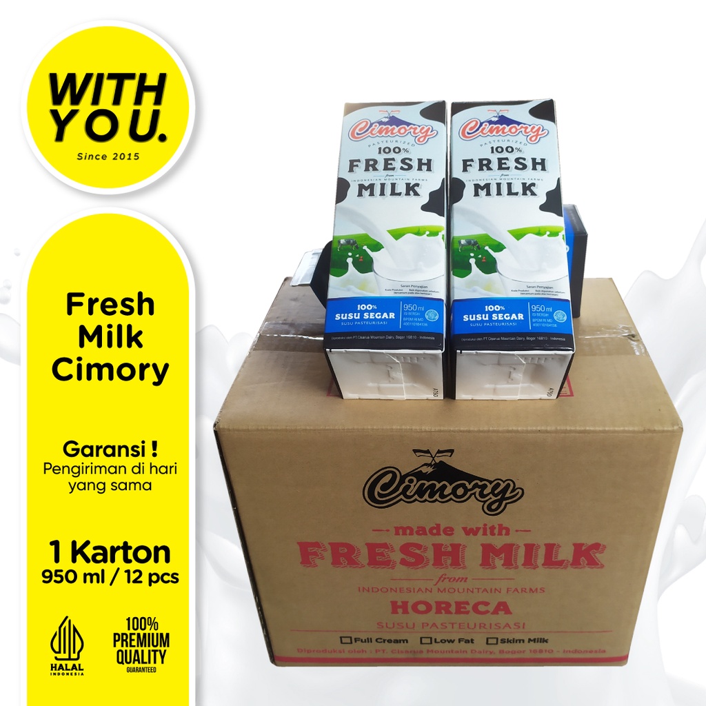 

Cimory Fresh Milk Susu Pasteurisasi Plain 1 karton @12pcs/950ml