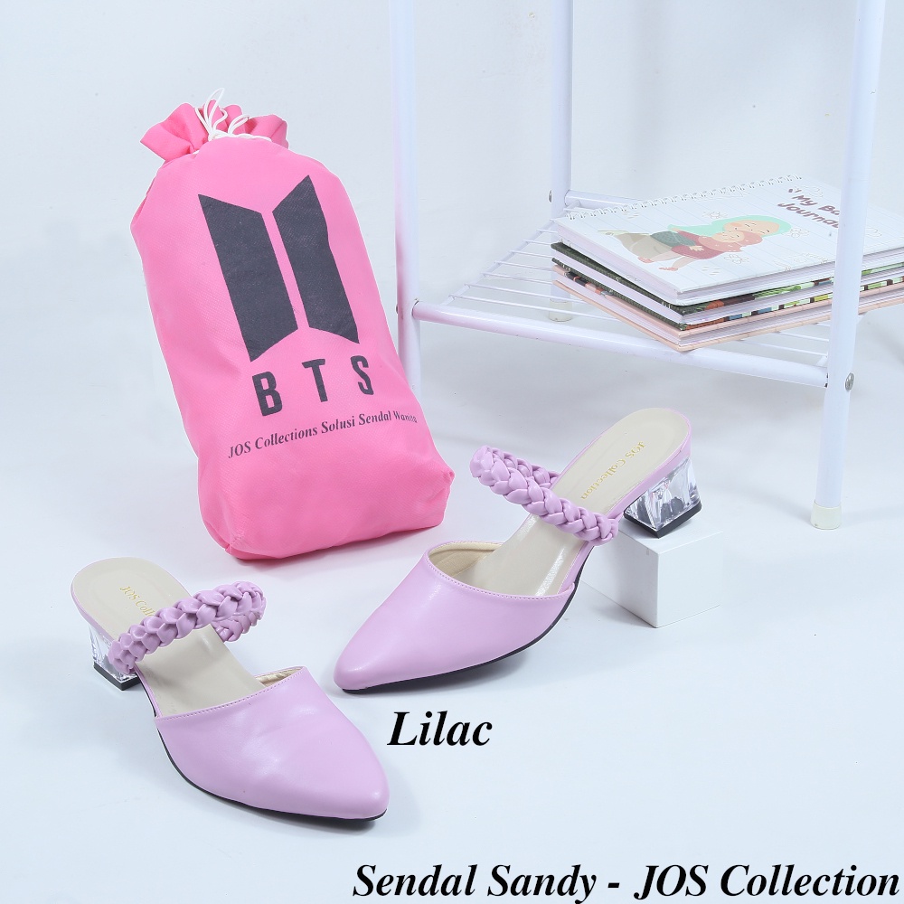 Sendal Wanita Mules Terbaru Hak Kaca Tinggi 5 cm - Sandy by JOS Collection