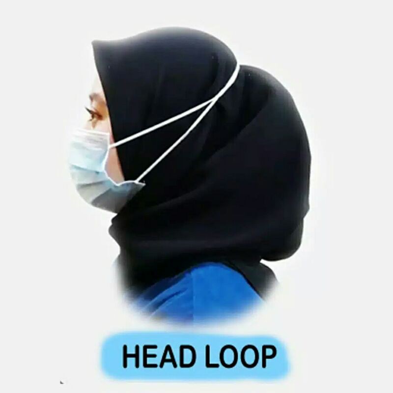 MASKER HIJAB DISPOSABLE 3 PLAY HEADLOOP/1 BOX ISI 50 PCS