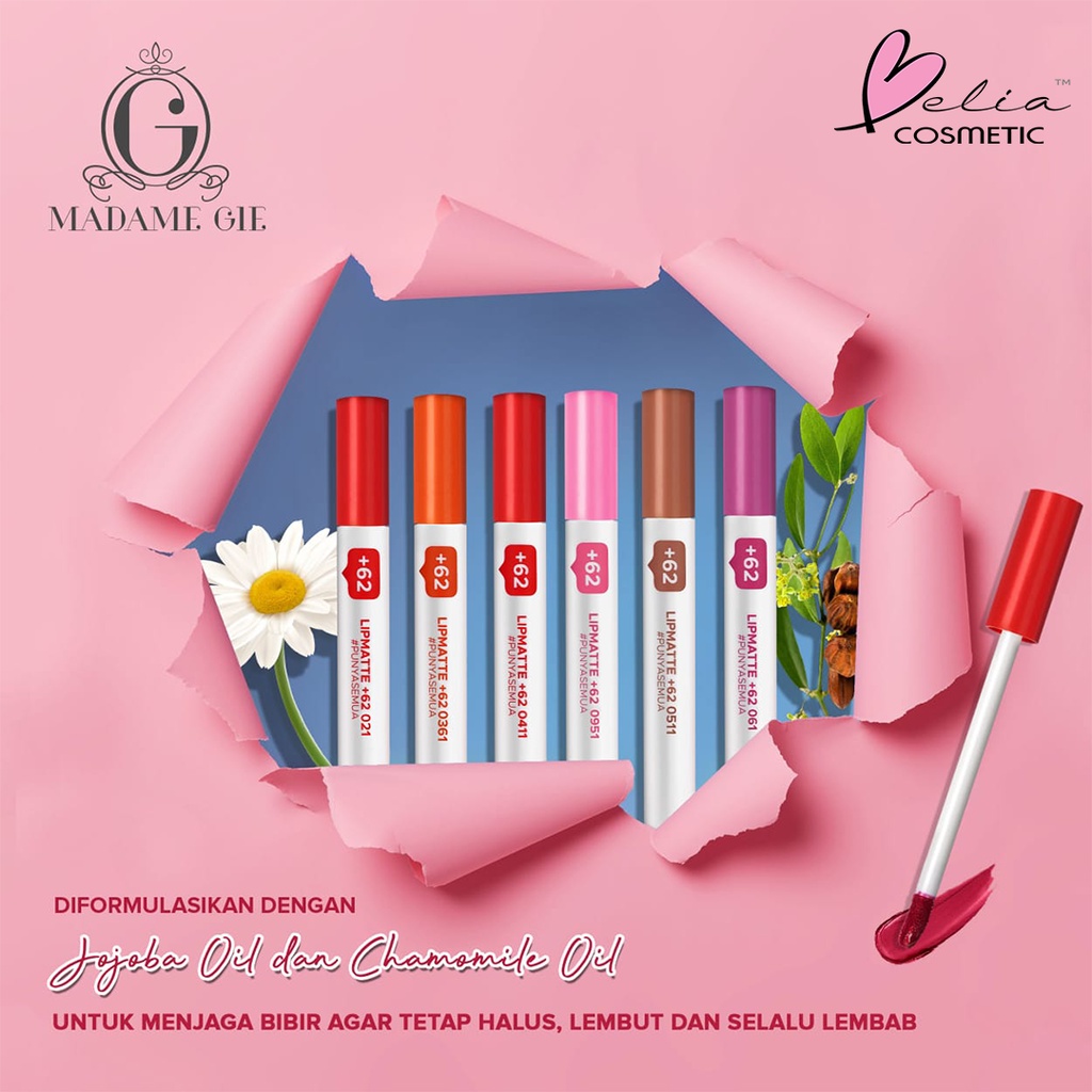 ❤ BELIA ❤ MADAME GIE +𝟲𝟮 Lip Matte Make Up Lipstick | Netizen Lip Matte | Maskara Hitam | Bening | Clear Mascara | Waterproof | Lip Cream lipcream +62 2mL Jakarta Bali Medan Madamegie Gisella