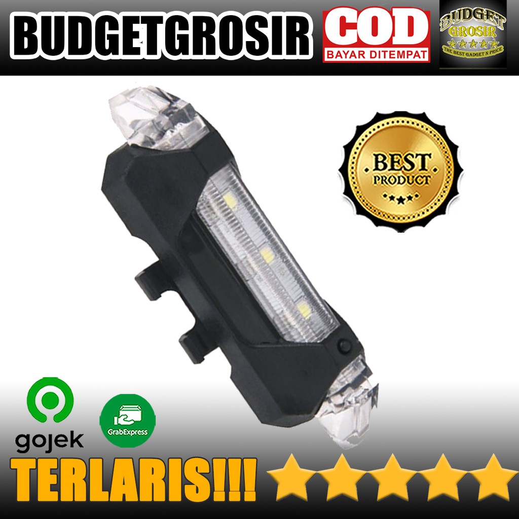 Lampu Belakang Sepeda USB Rechargeable Rear Tail Bike Portable Light Lamp - ROBESBON