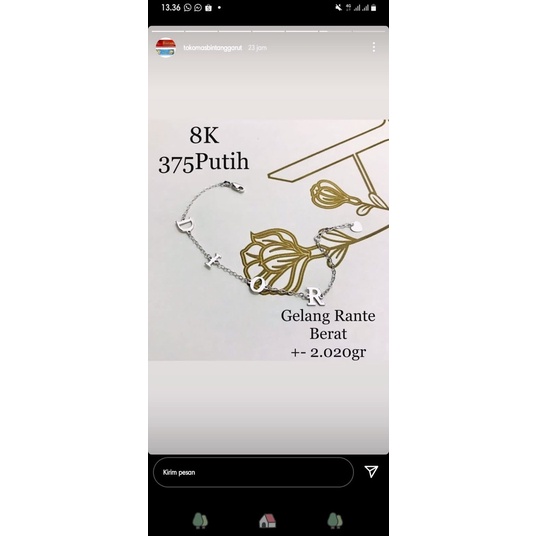 gelang dior emas muda