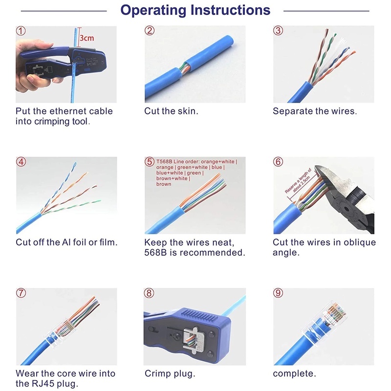 5pcs / Pak Konektor Kabel Ethernet Rj45 Modular Kualitas Tinggi