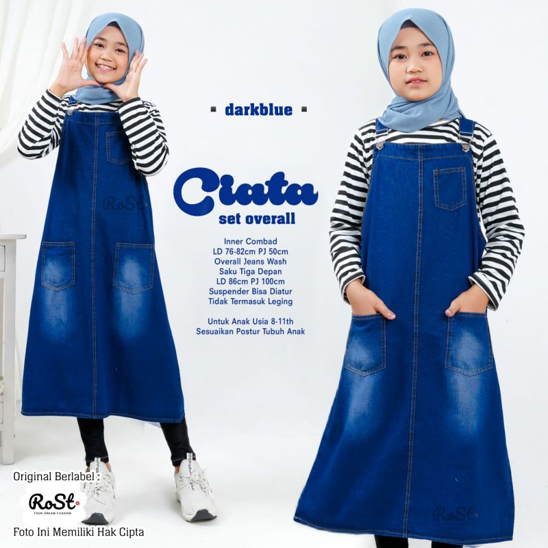 ciata set jumsuit anak perempuan jeans wash - baju kodok anak tanggung remaja - set overall anak usi