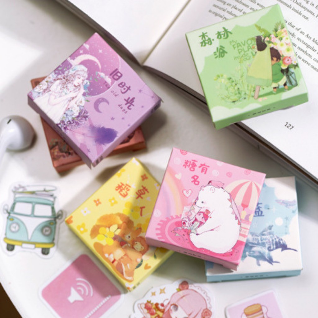 

50pcs Aesthetic Stiker Lucu Kotak Colorful Stuff Dekorasi Diary Journal Scrapbook DIY