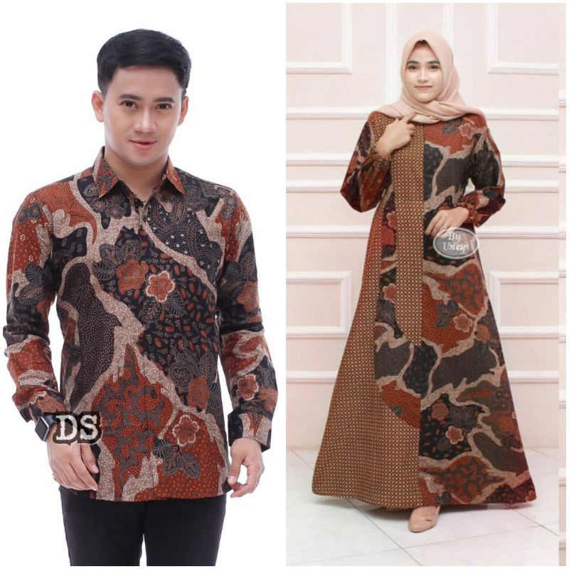 Couple baju wanita pasangan gamis kemeja batik jumbo M L XL XXL XXXL
